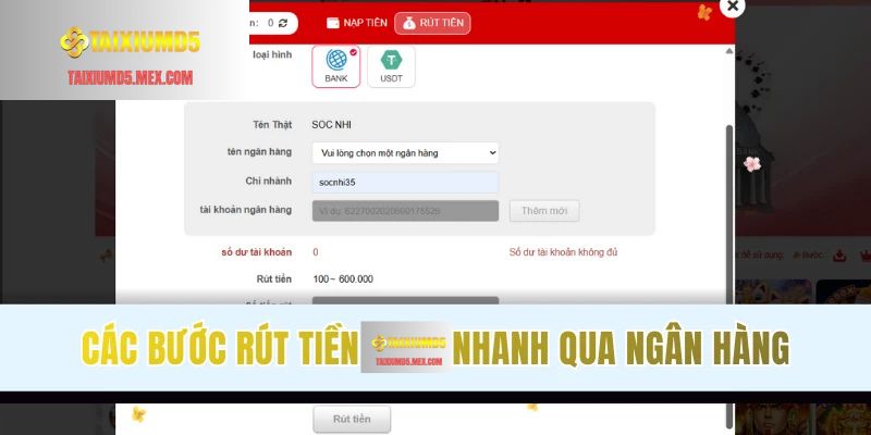 Rút tiền đơn giản, nhanh chóng qua ngân hàng